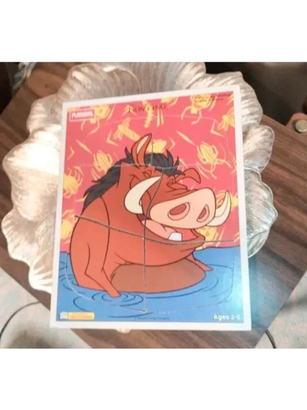 Vintage 1994 Playskool Disney The Lion King Pumbaa Wooden Tray Puzzle 90s
